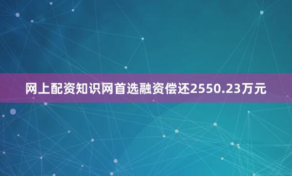 网上配资知识网首选融资偿还2550.23万元